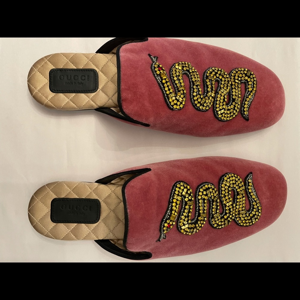 Gucci Snake Crystals Pink Velvet 39